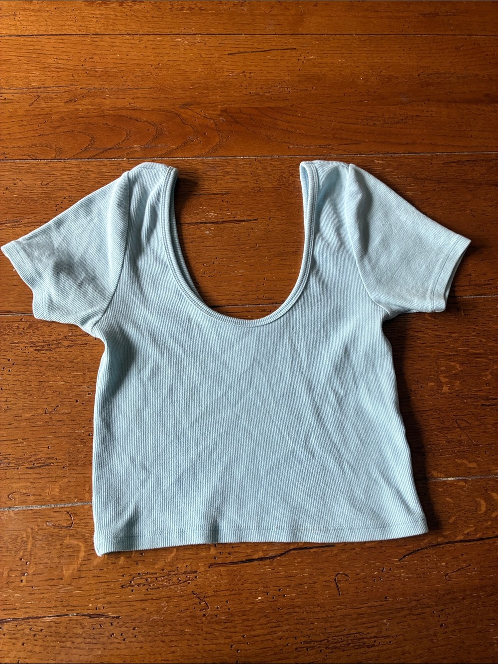 PacSun Light Blue Ribbed Scoop Neck Crop Top